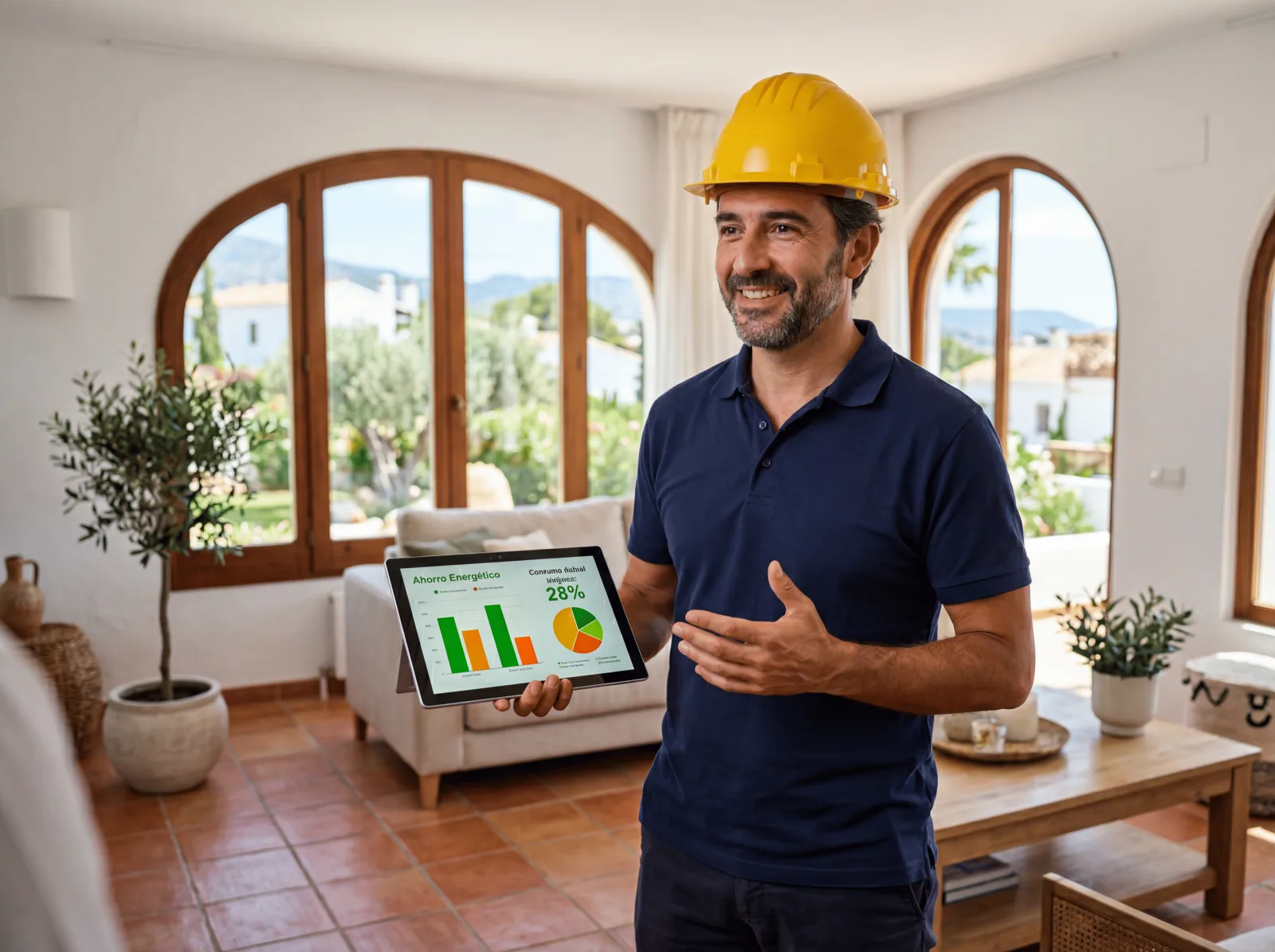 Auditor energético explicando el programa CAE